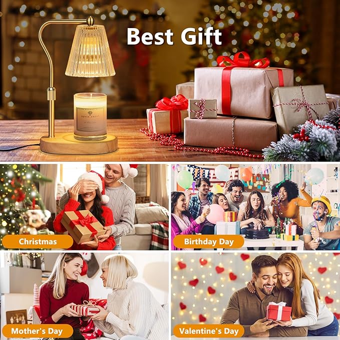 Candle Warmer Lamp with 7 LED Colors Changing,Candle Warmer with Timer Dimmer, Electric Candle Lamp with Adjustable Height Home Decor for Secented Jar Candles for Mom Women