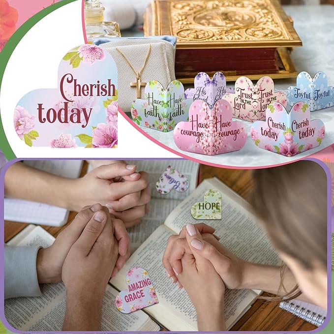 48 Pcs Christian Bible Magnetic Bookmarks for Women Religious Heart Bookmark with Bible Verses Magnetic Page Clips Floral Inspirational Gifts for Church Reading Book Lovers Mother's Day