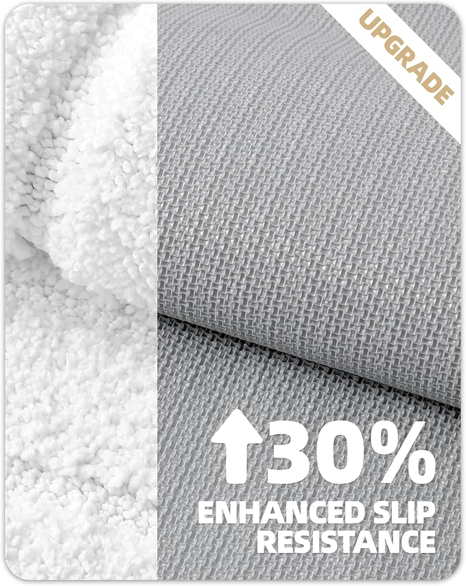Color&Geometry Bath Mats for Bathroom Non Slip, 17"x30" White Bathroom Rugs Absorbent, Washable Bath Rugs Shower Mat Outside Shower