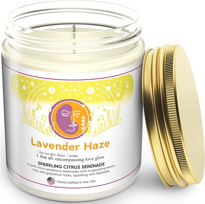 Taylor Inspired Lavender Haze Candle - Long Lasting Soy Wax Candle Gift Set for Taylor Fans - Luxury Scented Candles for Taylor Parties, Home, Birthday Candle - 5 Fragrances (8oz)