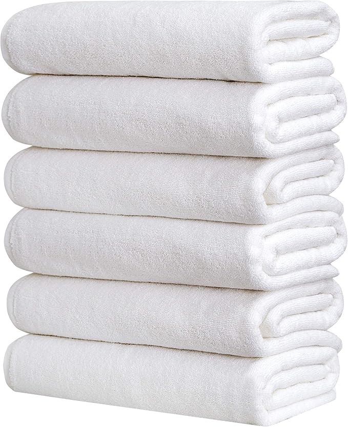 Pleasant Home 6 Pack Hand Towels Set – 16” x 28” | 100% Cotton | 500 GSM | Professional Bath Towels Use for Hotels, Hospitality, Spas, Salons | Lightweight & Durable | Bath Towels Set | White