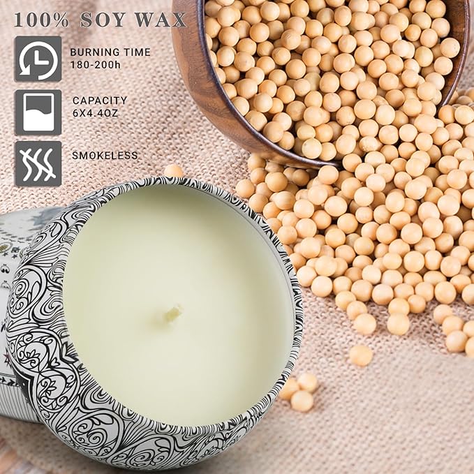 6 Pack Scented Candles Gift Set, Aromatherapy Candles for Home Scented, 200H Long Lasting Soy Wax Candle Gifts for Women, Ideal for Birthday, Mother's Day, Valentine, Christmas