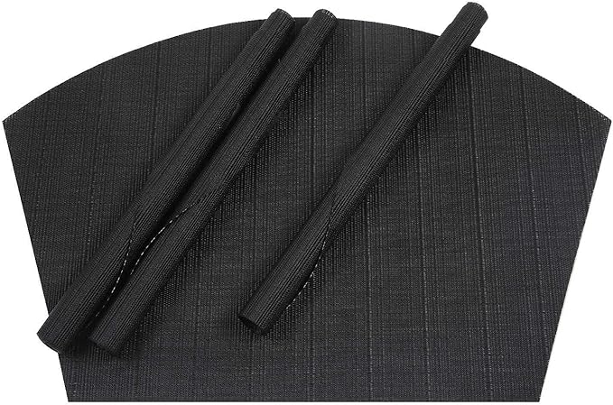 SHACOS Small Round Table Placemats Wedge Placemat Set of 4 Non Slip Heat Resistant Woven Vinyl Table Mats Wipe Clean Indoor Outdoor (4, Black)