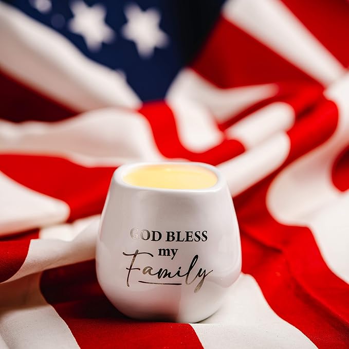 Pavilion Gift Company Family-8 oz-100% Soy Wax Scent: Fresh Linen-with Silver Detail Accents. Candles, 8 oz, White