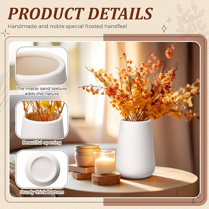 Tioncy 15 Pack White Ceramic Bud Vases Bulk 3.9 Inch Boho Small Flower Ceramic Vases for Centerpieces for Dry Flowers Pampas Garss Home Wedding Table Decor(Stylish)