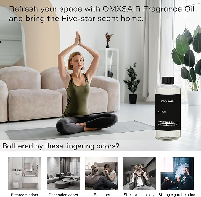 Santal Diffuser Oil 500ml Inspired by Santal - Hotel Diffuser Oil & Home Luxury Scents - Comforting Sandalwood,Papyrus,Cardamom,Santal Essential Oils Blend for Aromatherapy Diffuser