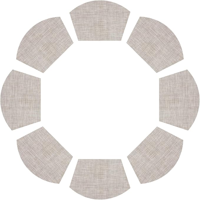 SHACOS Wedge Placemats Set of 8 Woven Vinyl Plastic Placemats for Small Round Table Place Mats Wipe Clean Non Slip Table Mats, Beige White Black