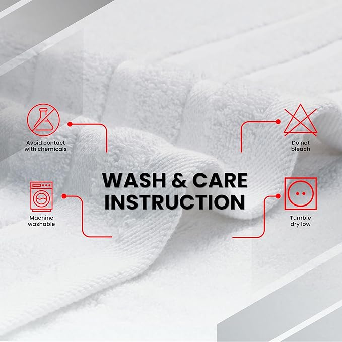 Infinitee Xclusives 100% Cotton Luxury Bath Towels Set of 2 (27x54 Inches), Soft, Absorbent, Quick Dry, Perfect Towels for Bathroom, Gym, Spa & Hotel |Brilliant White|
