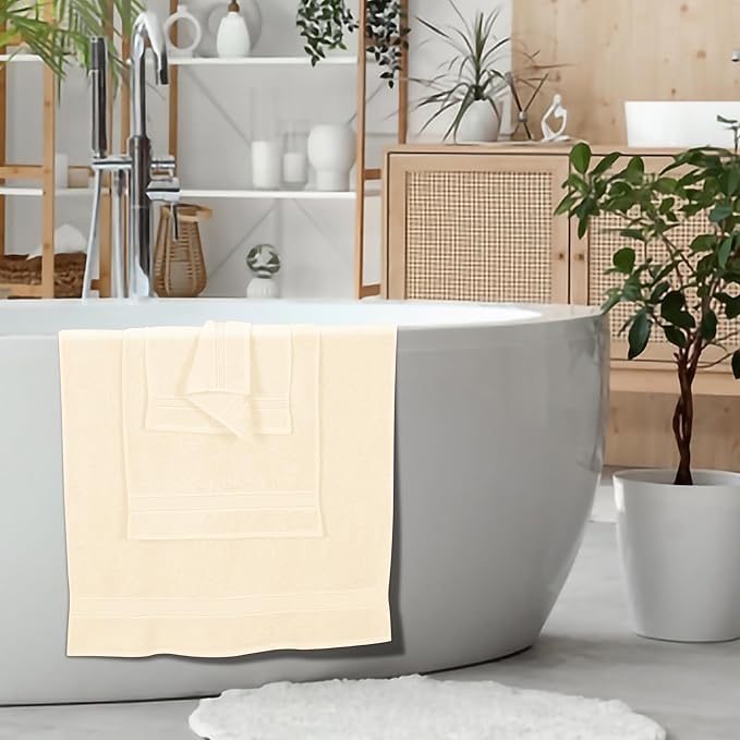 Belizzi Home Ultra Soft 6 Pack Cotton Towel Set, Contains 2 Bath Towels 28x55 inch, 2 Hand Towels 16x24 inch & 2 Wash Coths 12x12 inch, Ideal for Everyday use, Compact & Lightweight - Ivory