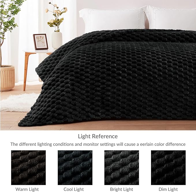 Whale Flotilla Throw Blanket for Couch with Jacquard Pattern, Fuzzy Soft Cozy Exquisite Blankets for All Season, Warm and Fluffy, 50x60 Inch, Black
