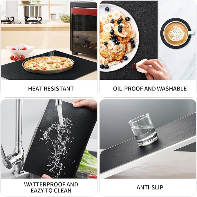 Placemats Set of 8 with Coasters Dual Sided Heat Stain Resistant Place Mats Faux Leather Table Mats Non-Slip Waterproof Oil-Proof Washable Wipeable Table Placemats for Dining Patio Table Kitchen