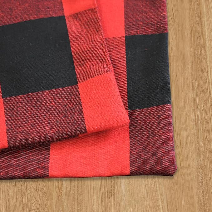 Red & Black 2 Side Cotton Buffalo Check Placemats Set of 4 Heat Resistant Dining Table Place Mats for Kitchen Table, 12 x 18 inches