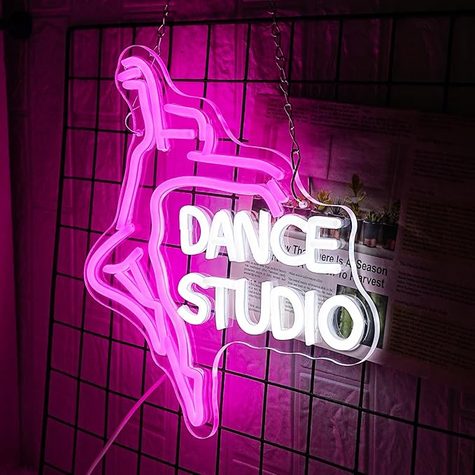 Dance Studio Neon Sign Dance Enthusiasts Neon Signs for Dance Studio Wall Decor White Letter Neon Light Sign for Dancing Party,Bar Accessories,Valentines' Day