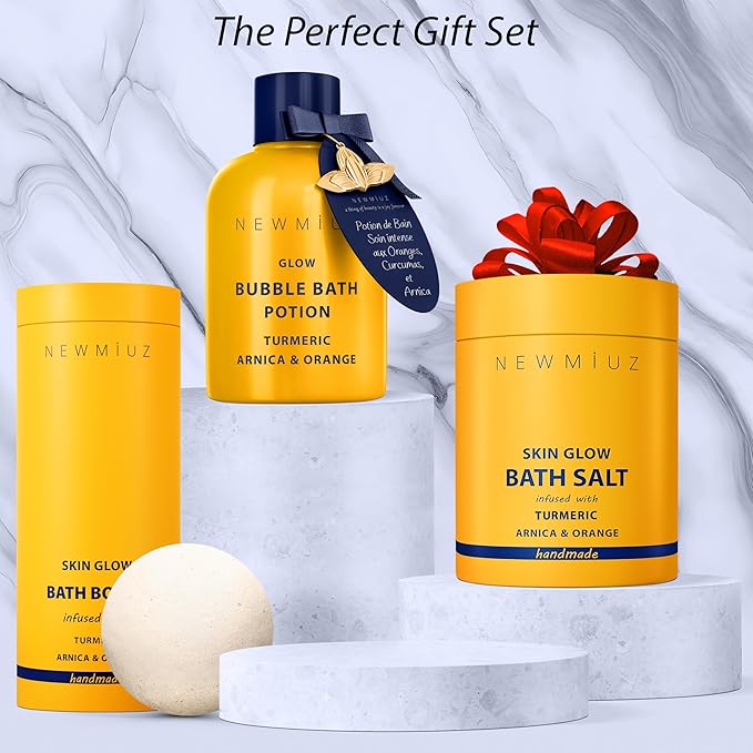 Natural Bath Bombs Luxurious Bath Foam Gift for Dry Skin Hydration Moisturizing Turmeric Arnica Orange Essential Oil Infused for A Blissful Experience