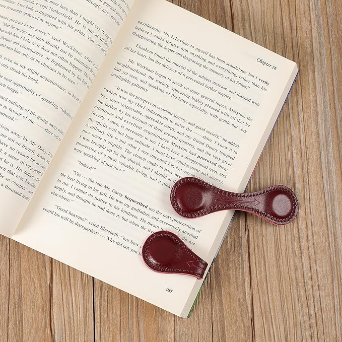Magnetic Leather Bookmarks Book Marks for Reading Women Men Book Lovers Readers (Dark Red)