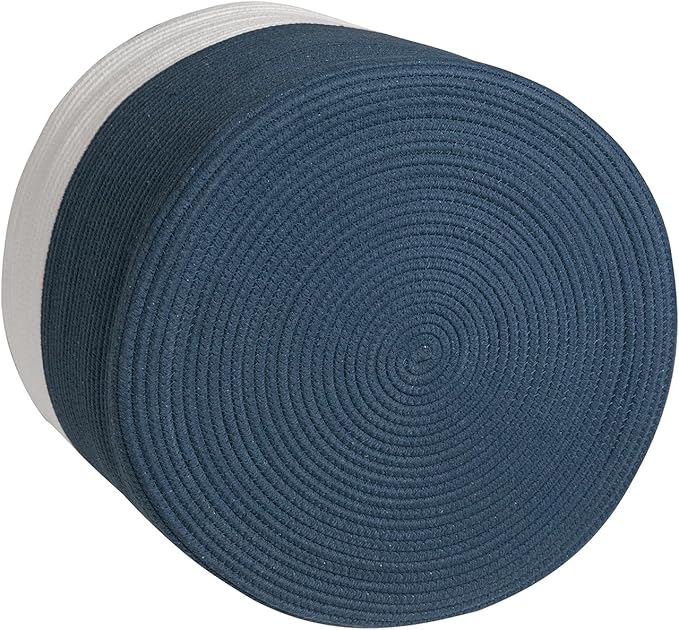 20" x 20" x 15" Extra Large Storage Basket with Lid, Cotton Rope Storage Baskets, Laundry Hamper, Cloth Bin, for Clothes Towels Blankets Pillows Storage in Living Room, Basket with Cover Dark Blue