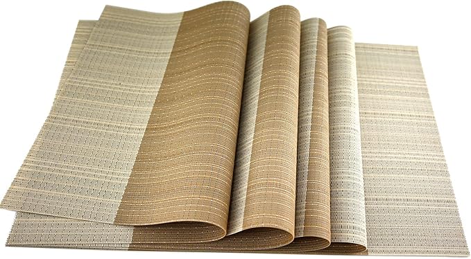 Vinyl Grey Florals Placemats Heat Resistant Dining Table Mats Non-Slip Washable Place Mats Set of 6