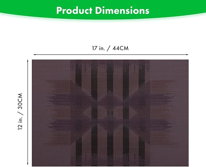Winknowl Placemats Set of 4, Heat Resistant Stain Resistant Woven Vinyl Insulation Place mats, Durable Washable Elegant Table Mats for Kitchen Dining Table Decor (Geometric Purple)