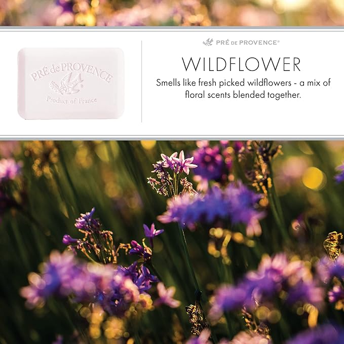 Pre de Provence Artisanal French Soap Bar Enriched with Shea Butter, Wildflower, 150 Gram