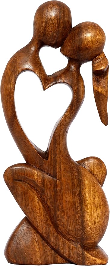 12" Wooden Handmade Abstract Sculpture Statue Handcrafted - Endless Love - Gift Art Decorative Home Decor Figurine Accent Decoration Artwork Handcarved Endless Love