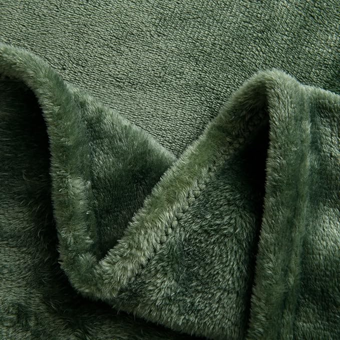 SOCHOW Flannel Fleece Blanket Throw Size, All Season Super Soft Cozy Blanket for Bed or Couch, Olive Green, 50x60 inches
