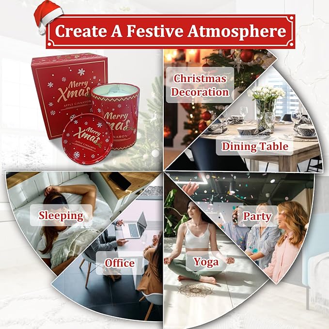 Christmas Scented Candles - ASTRAEA Winter Holiday Jar Candles for Home Scented, Up to 50 Hours Burning Time | 100% Natural Soy Wax | Ideal Christmas Aromatherapy Candles Gift