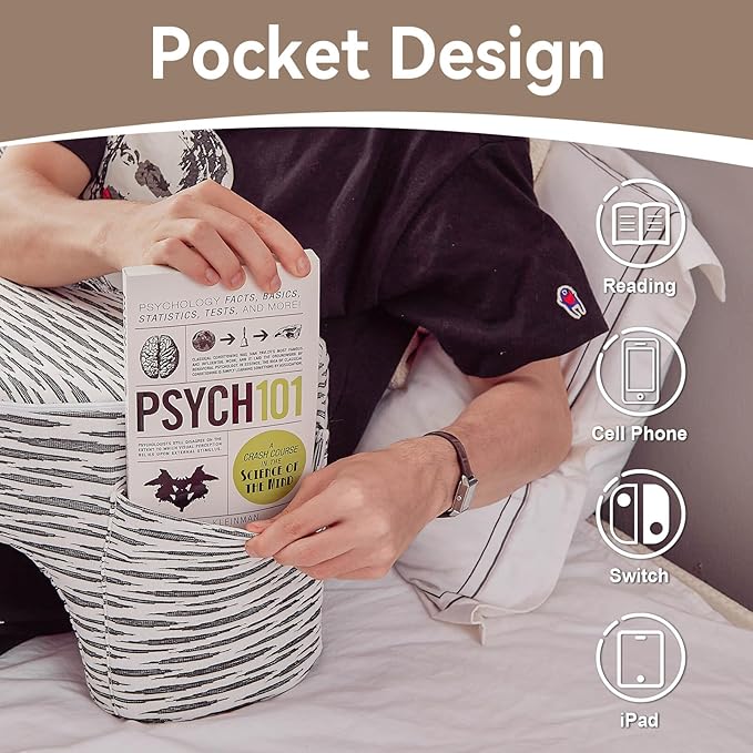 Heart-Shaped Reading Pillow, Lap Desk, Gaming Lap Pillow, Reading Cushion, Cushy Desk, Lap Pillow, Reading Cushion, Gaming Pillow, Book Pillow for Reading in Bed, Black & White Stripes