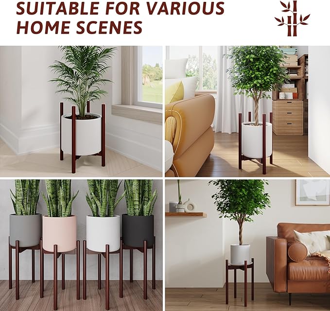 Adjustable Plant Stand Bamboo Reddish Brown Long Tall