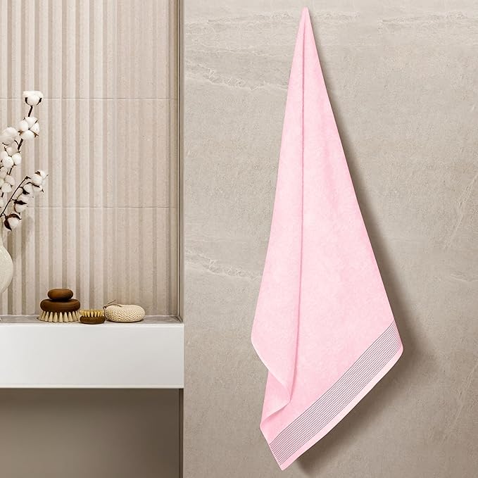 Belizzi Home Ultra Soft 4 Pack Oversized Bath Towel Set 27x54 inches, 100% Cotton Bath Towels, Highly Absorbant Compact Quickdry & Lightweight Towel, Ideal for Gym Travel Camp Pool - Pink