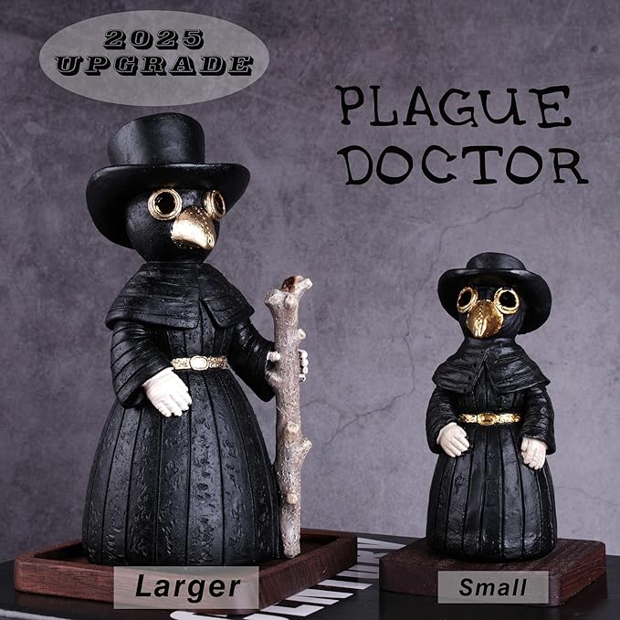 2025 Upgrade Plague Doctor Incense Holder, Plague Doctor Cone Burner Eyes Will Smoke, Handmade Craftfor Desktop Resin Ornament for Home Decoration, Effective Stress & Anxiety Relief. (Large Doctor)