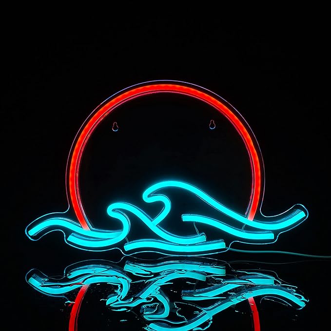 Sunset with Waves Neon Sign LED Sunrise Neon Light for Bedroom Wall Decor Anime Wave Neon Signs LED Sunset Light Sign (Sunset)