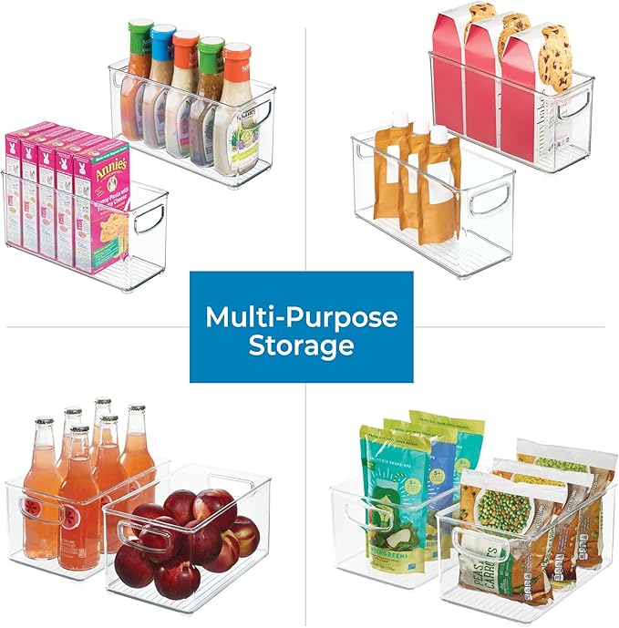 iDesign Recycled Plastic Cabinet and Pantry Storage Bin with Integrated Handles – 16” x 8” x 5”, Clear Bin