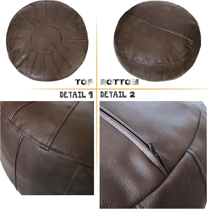 Thgonwid Unstuffed Moroccan Ottoman Pouf Cover, Ottoman Footstool Storage Solution, Bean Bag Chair, Foot Rest, Deep Coffee