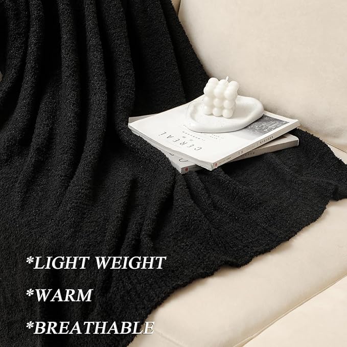 bearberry Super Soft Fluffy Throw Blanket Lightweight Cozy Warm Throw Blankets for Couch Bed Sofa All Season (Black, 40”x50”)