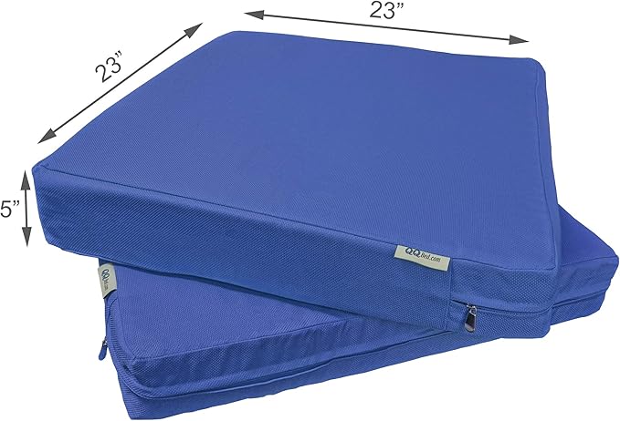 2 Pack 23X23X5 Inch Outdoor Water-Resistant Cushion Pillow Replacement Covers Only with Zipper for Patio Furniture, Sofa, Loveseat, Deep Seat Chair in Navy Color