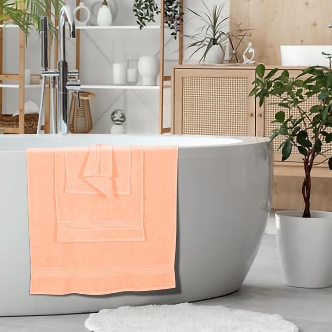 Belizzi Home Ultra Soft 6 Pack Cotton Towel Set, Contains 2 Bath Towels 28x55 inch, 2 Hand Towels 16x24 inch & 2 Wash Coths 12x12 inch, Ideal for Everyday use, Compact & Lightweight - Peach