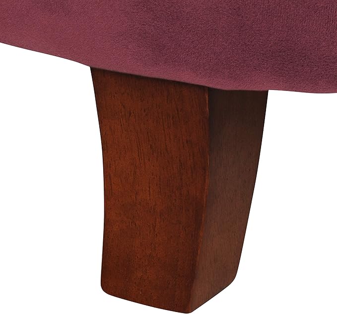 Homepop Home Decor | Upholstered Round Velvet Tufted Foot Rest Ottoman | Ottoman with Storage for Living Room & Bedroom | Decorative Home Furniture, Burgundy Small