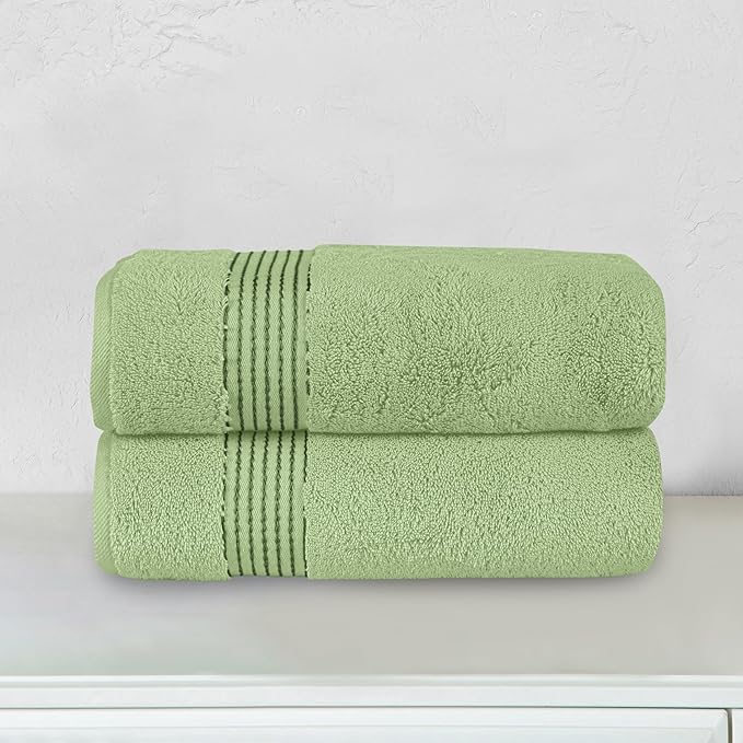 Elegant Comfort Premium Turkish Cotton 2 Pack Bath Towel Set - 27 x 54 inch, Luxurious Hotel Spa Quality 100% Turkish Cotton 2PC Bath Towel Set - Highly Absorbent - Soft Bathroom Towels, Sage
