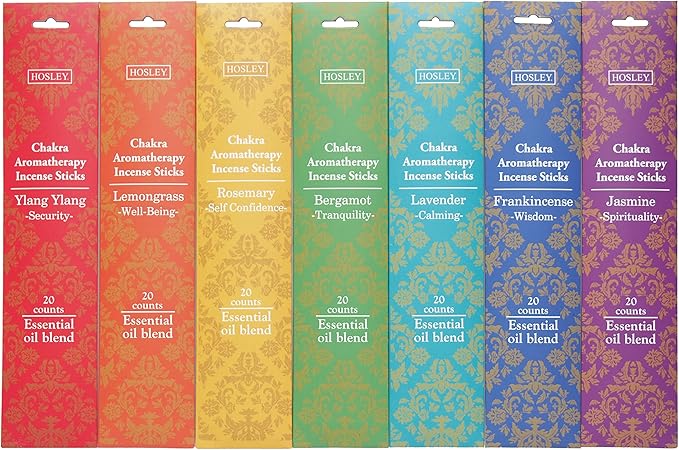 Hosley 140pack Assorted Incense Stick with Wood Holder, Infused with Essential Oils. Ideal Gift for Wedding, Events, Aromatherapy, Spa, Reiki, Meditation, Bathroom Setting