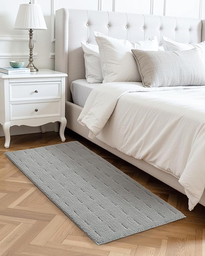 ILANGO Grey 60120 Bathroom Rugs Bath Mat Set, Dries Quickly,Non Slip Fluffy Shaggy Bath Washable Mats Set for Bathroom,Tub