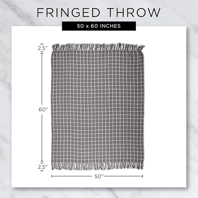 DII Woven Throw Collection 100% Cotton, Basketweave, 50x60, Brown