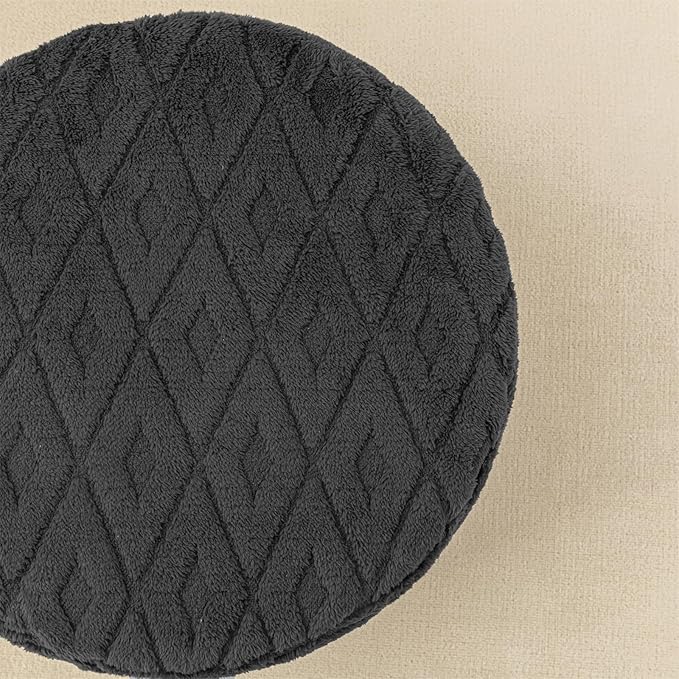 Round Pouf Ottoman 20x20x14 Inches Boho Poof Home Decor Floor Pouffe Ottoman Foot Rest for Couch Sofa Bean Bag Chairs Living Room Bedroom Dark Gray