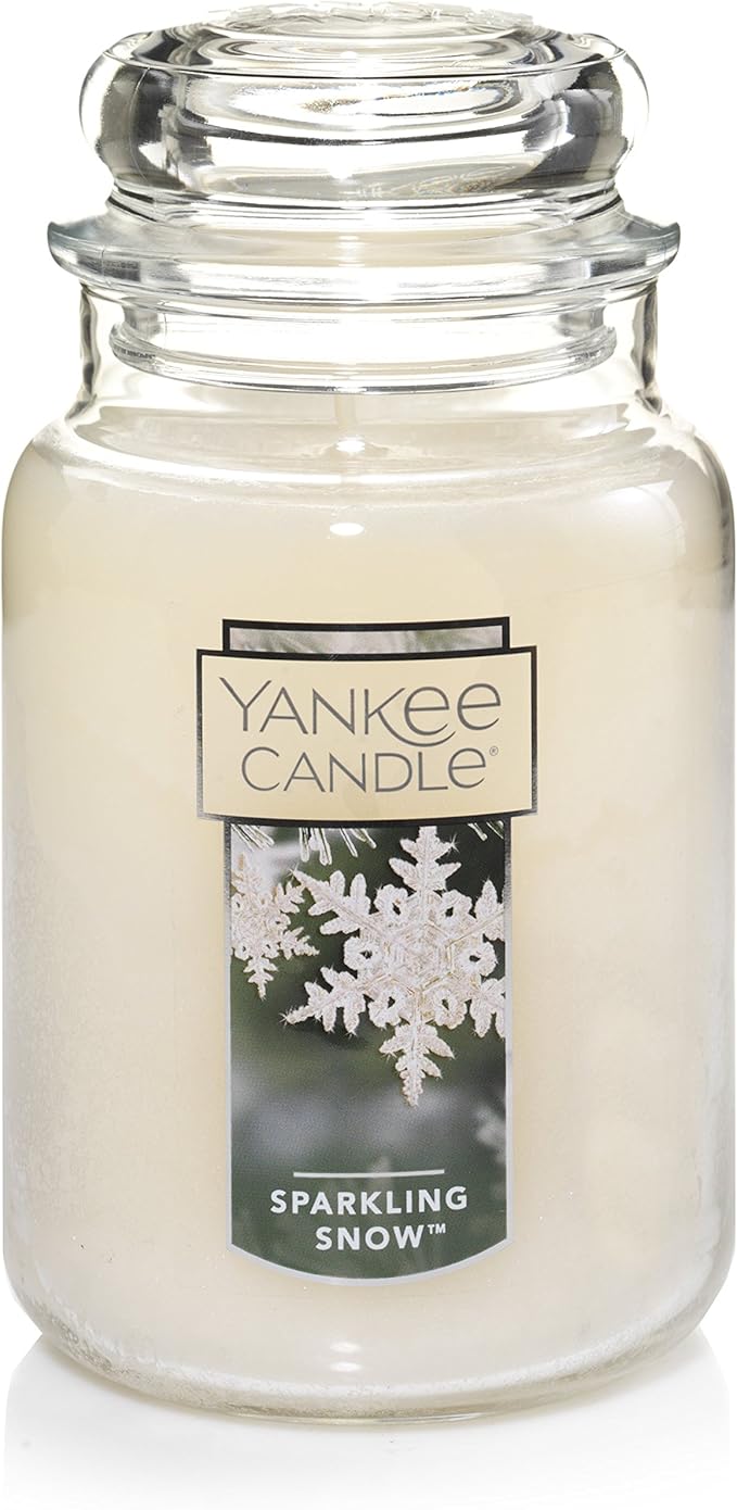 Yankee Candle Sparkling Snow Scented, Classic 22oz Large Jar Single Wick Candle, Over 110 Hours of Burn Time | Holiday Gifts for All
