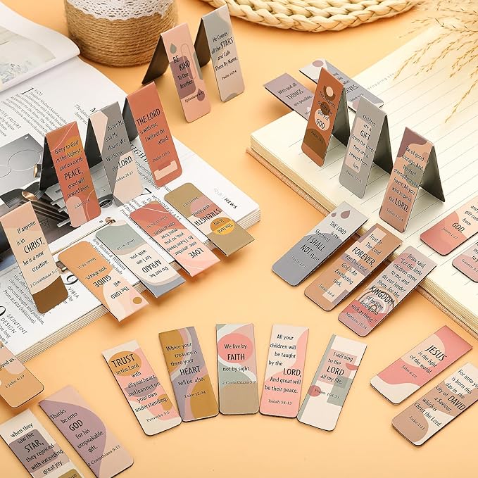 30 Pieces Christian Bookmarks Magnetic Bible Verse Bookmarks Religious Scripture Inspirational Church Supplies Motivational Prayer Page Clips for Kids Women Teachers Students School Gifts (Boho)