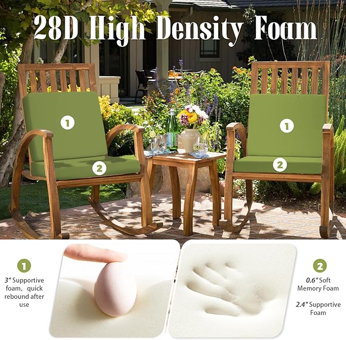 Outdoor Deep Seat Cushion Set, 19 x 19 Inch Waterproof and Fade Resistant Patio Furniture Cushion Backrest with Ties for Patio Garden Yard and Balcony (Green, 19x19Inch)