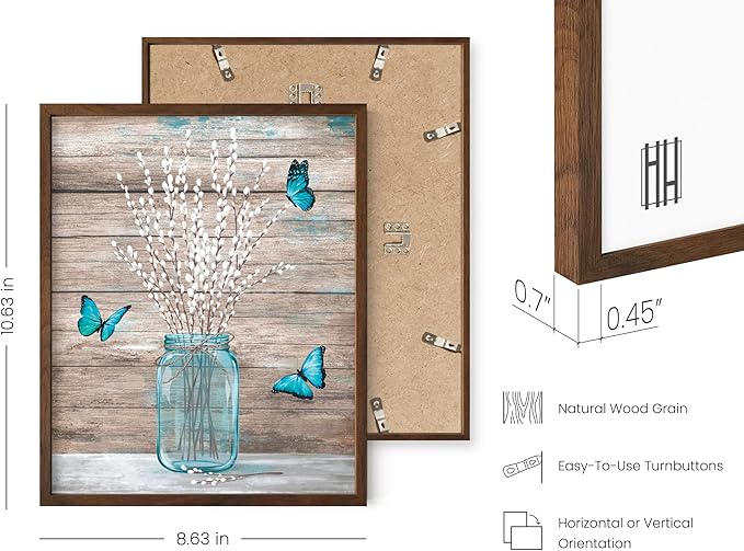 HAUS AND HUES Flower Wall Decor - Set of 4 Floral Wall Art, Floral Wall Decor, Flower Wall Art, Framed Flower Painting, Floral Pictures Wall Decor, Flower Pictures Wall Decor (Framed Walnut 8x10)