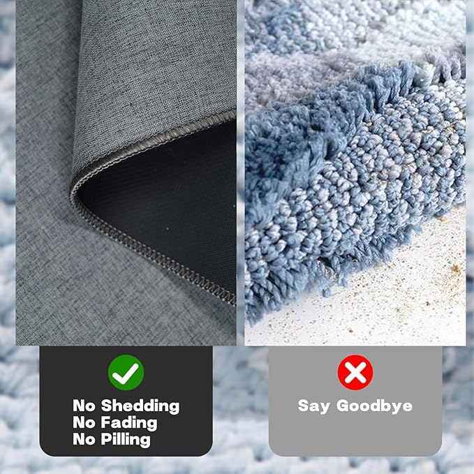 Yancorp 17"x48" Ultra Thin Long Gray Bathroom Rugs,Long Grey Bath Mat Non Slip Fit Under Door Absorbent Washable Indoor Door Mat Shower Sink