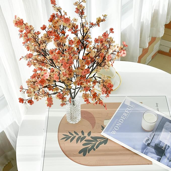 Mandy's Beige Brown Artificial Baby’s Breath Flowers 6 Bundles Silk Gypsophila with Bendable Stems for Fall Centerpiece Wedding Decor and Table Arrangements