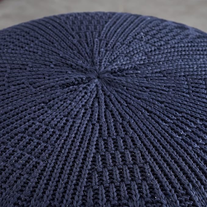 ARTPLAN Round Knit Pouf Hand Knitted,Outdoor Ottoman Foot Rest,Boho Home Decor for Living Room-Bedroom