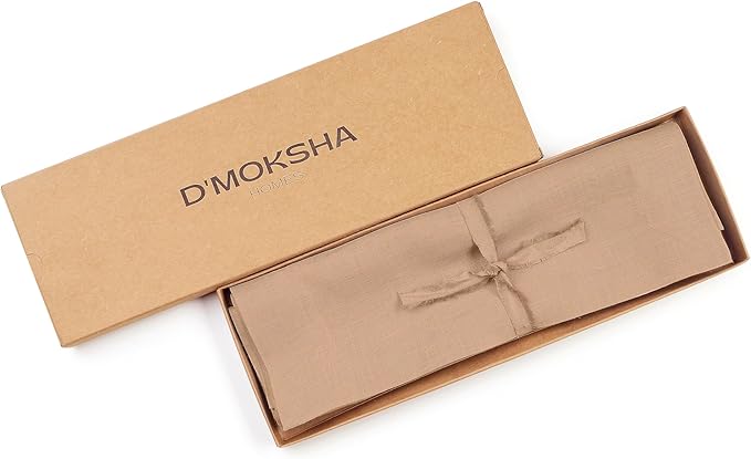 D'Moksha Homes Linen Champagne Beige Placemats Set of 4-100% Pure Linen Placemats 14 x 19 Inch for Summer - Handcrafted and Machine Washable